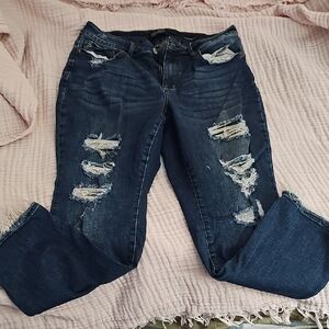 Judy Blue Dark Distressed Boyfriend Jeans 16W